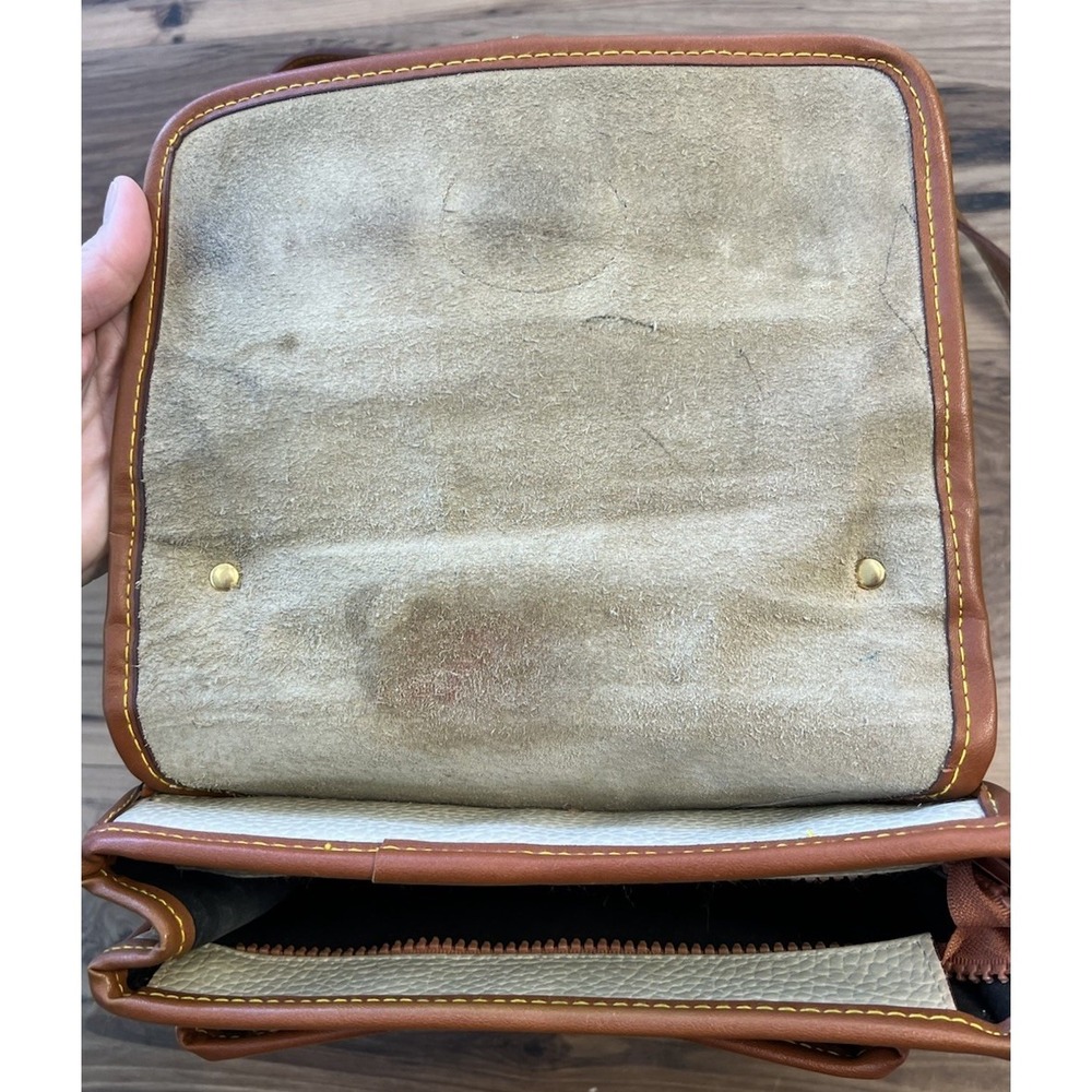Dooney & Bourke Cream and Brown Leather Crossbody Bag - Picture 5 of 16
